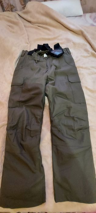 Теплі подвійні штани з підтяжками, колір олива.