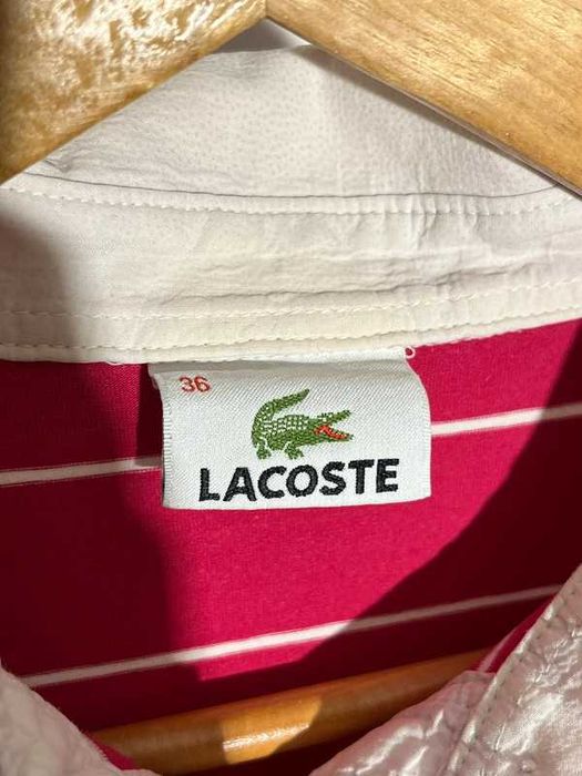 rozowa damska koszulka z dlugim rekawem kolnierzyk lacoste