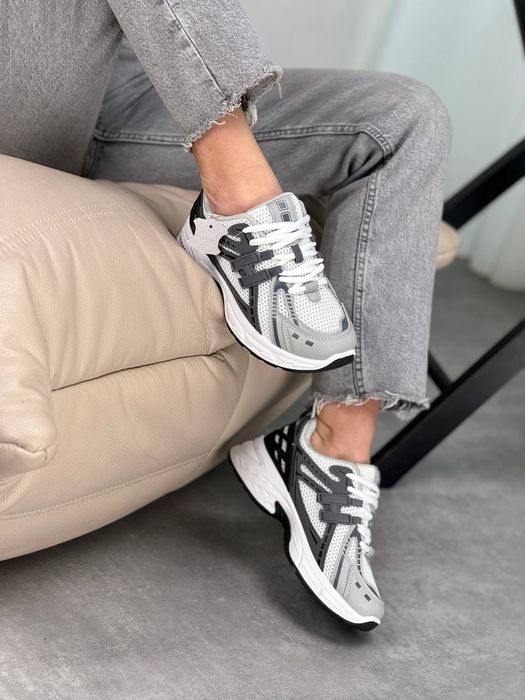 Стильні  шкіряні, сітка кросівки беж, сірі , N