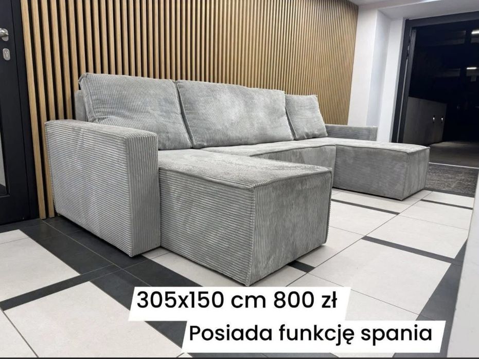 Duży narożnik z funkcją spania w kształcie litery C
