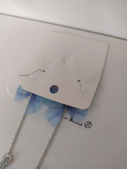 Kolczyki motyle motylki motyl niebieski błękitny NOWE wiszące