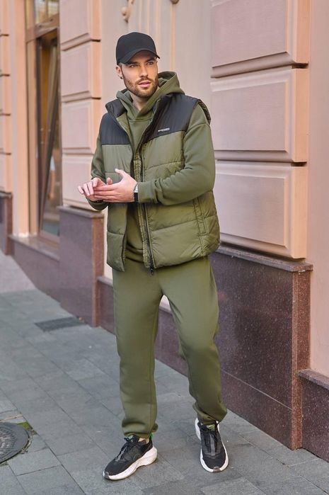 Чоловічий теплий спортивний костюм трійка батник+штани+жилетка тринити