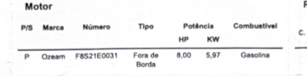 Barco com motor e reboque.
