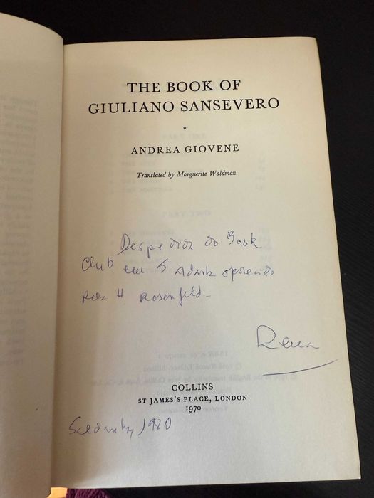 Andrea Giovene – The Book of Giuliano Sansevero
