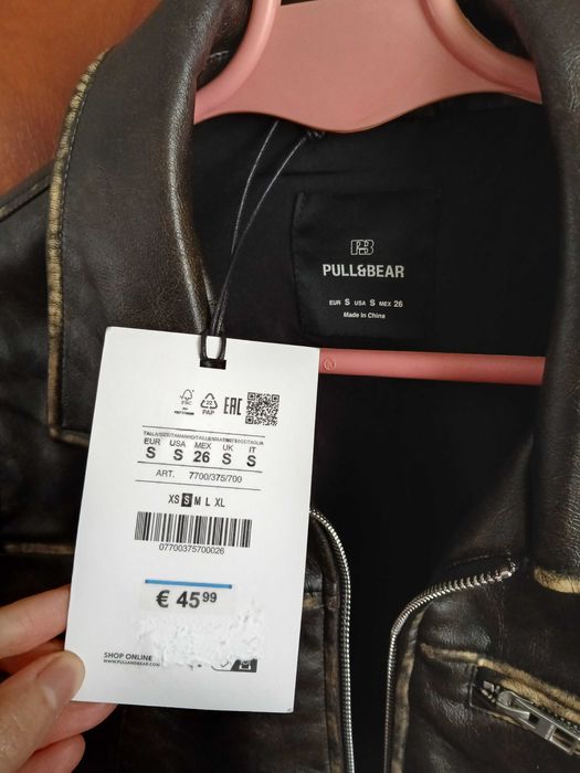 Casaco cabedal castanho Pull&Bear mulher Jaqueta curta polipele blusao biker motard
