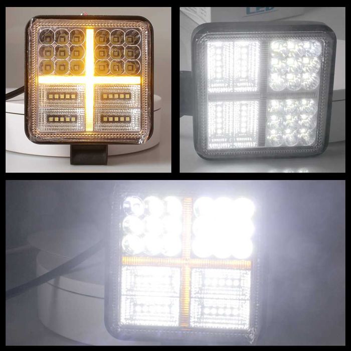 Квадратна фара t177w з жовтим стробоскопом