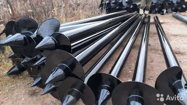 Гвинтові палі, геошуруп, наконечники, оголовки. Винтовые сваи.