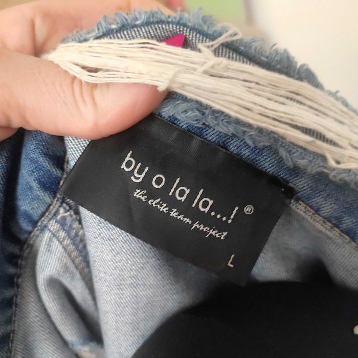 Kurtka jeans o La voga L przetarcia dziury