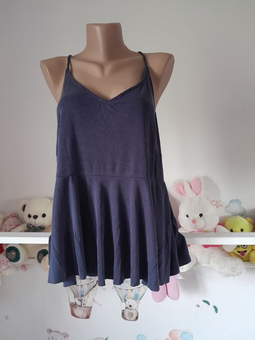 Granatowa luźna bluzka koszulka XL 42 na ramiączkach