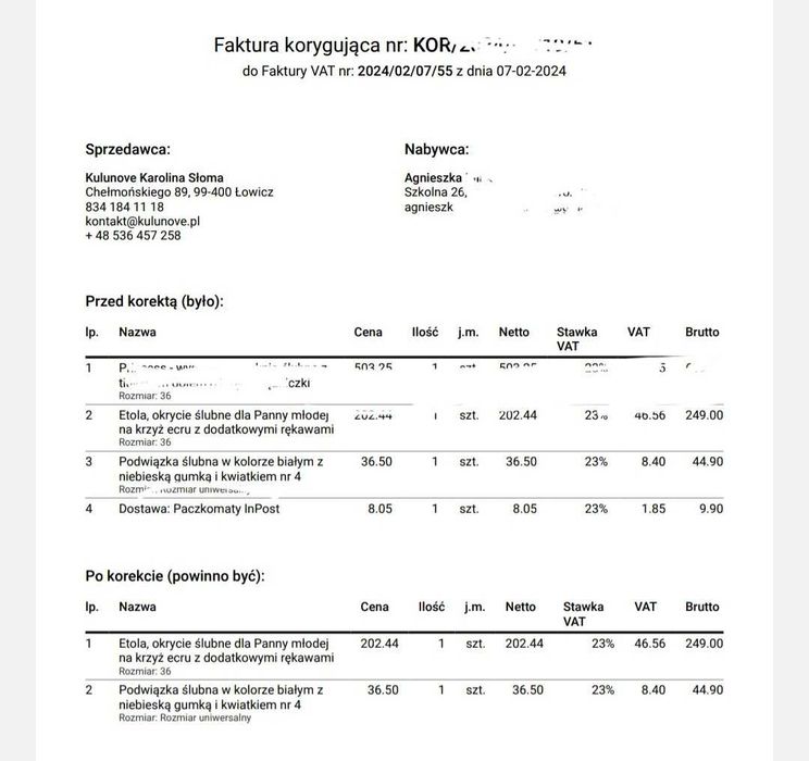Etola ślubna rękawki