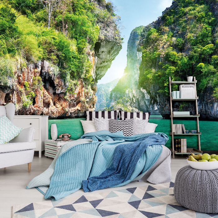 Tapeta, fototapeta Natura widok morze, zatoka, wodospady 208x146 cm