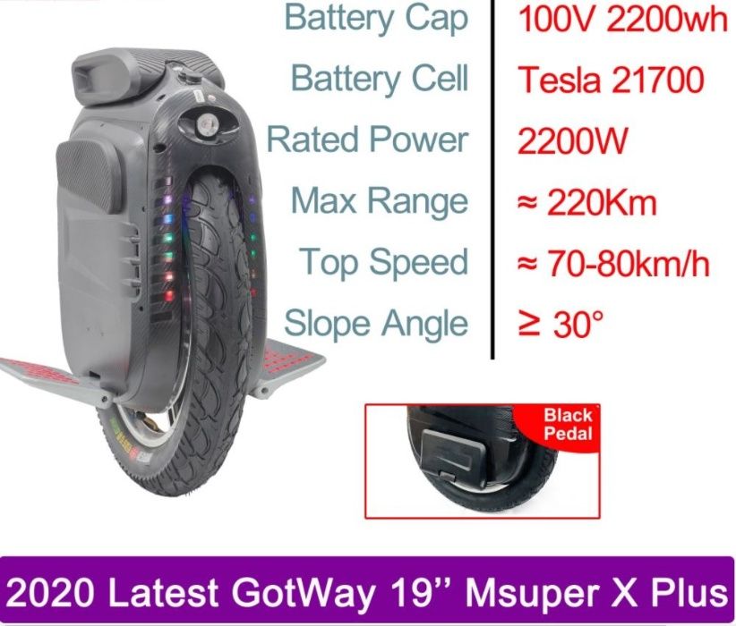 Monociclo Gotway Msuper X Plus - 75Km/h -220Km Segway Ninebot Sherman