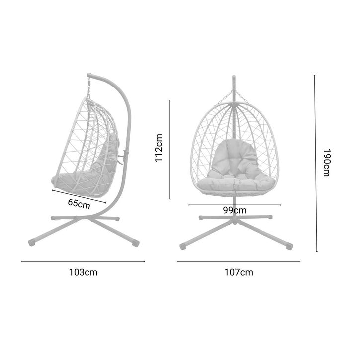 FOTEL wiszący składany szary POKROWIEC GRATIS