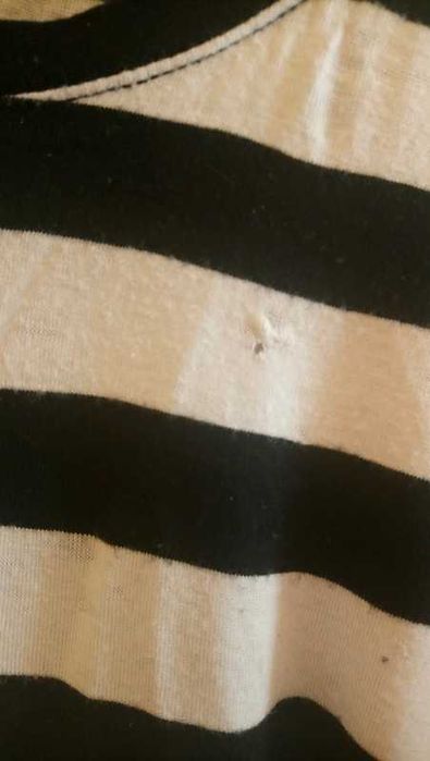 Biało czarna bluzka na krótki rękaw w paski rozmiar L/XL