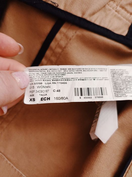 Trencz MNG XS beżowy piaskowy 97% bawełna, pasek