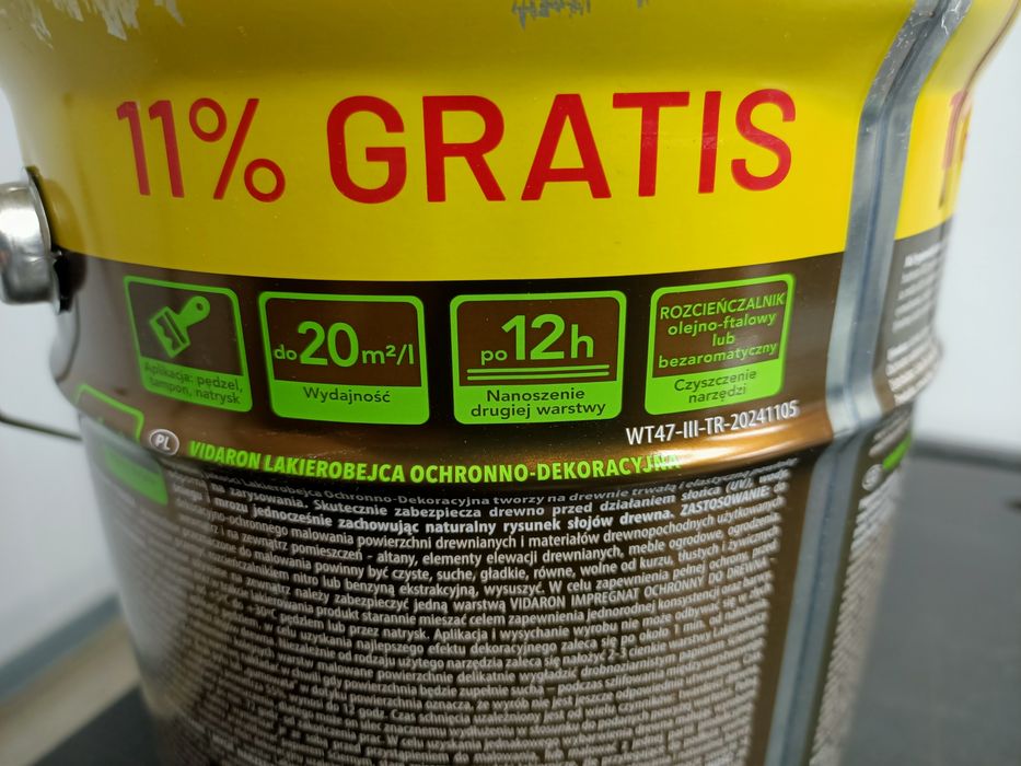 Lakierobejca Vidaron orzech włoski L 04.  5 litrów