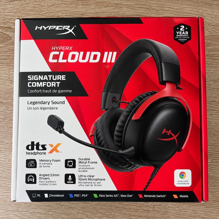 HyperX Cloud III – słuchawki gamingowe, stan idealny, paragon