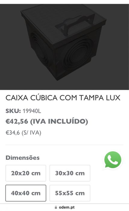 Caixa cúbica de inspeção com tampa Lux 40x40 ( nova com marcas de obra64585197632387121