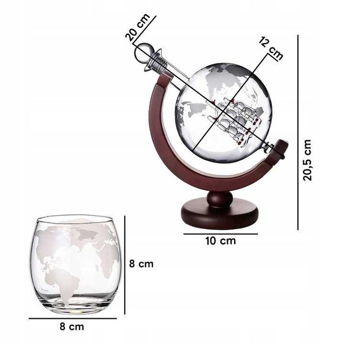 Zestaw Do Whisky Karafka Globus Szklanki Prezent Urodziny Taty Faceta