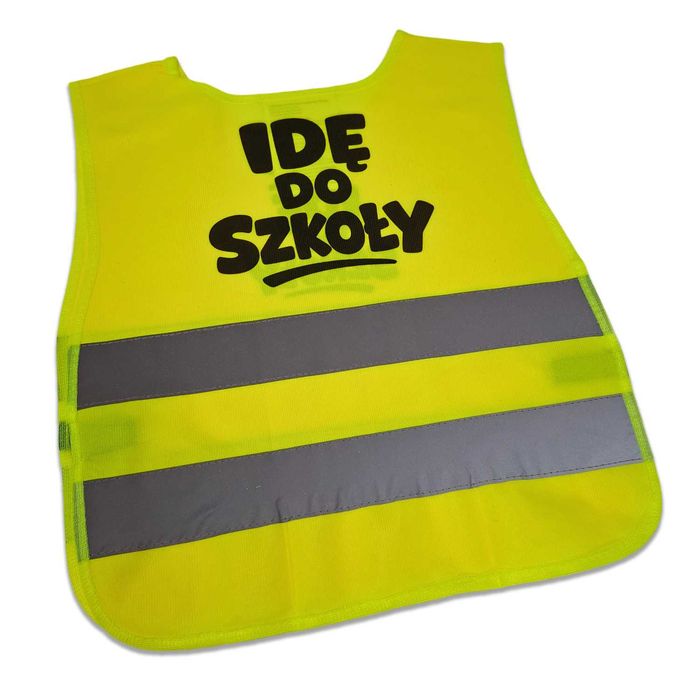 Dziecięca kamizelka odblaskowa IDĘ DO SZKOŁY - bezpieczna droga