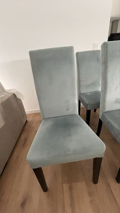 Conjunto de 6 Cadeiras tom azul pastel veludo