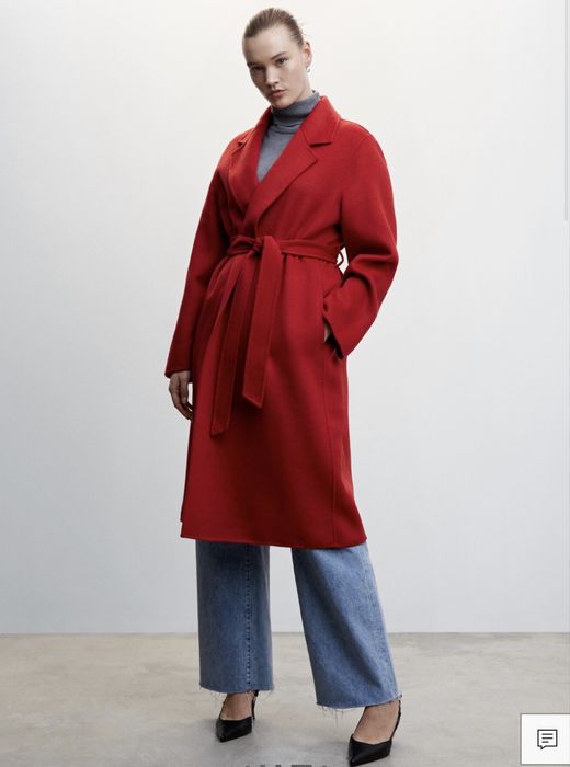 Пальто  легке червоне з поясом mango