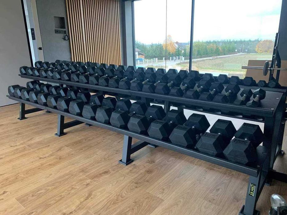 Półtorej Stojaka na hantle hex 2 poziomy 2,5 do 50 kg
