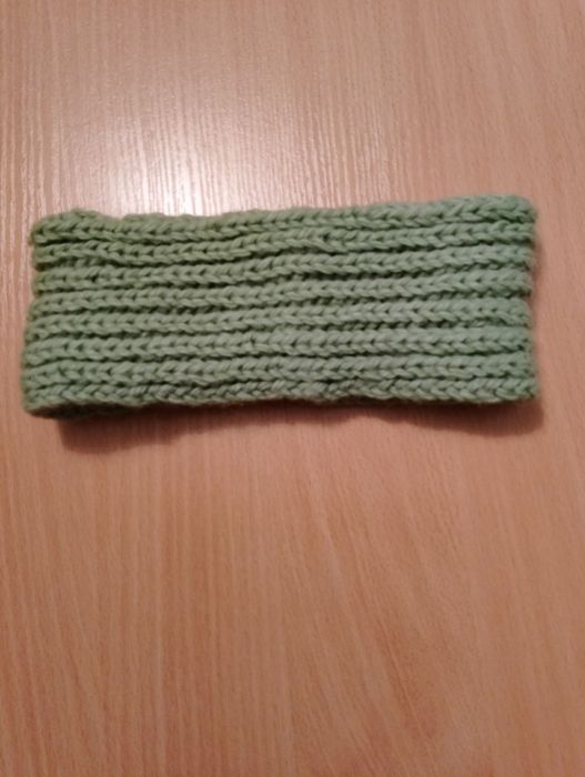 Ciepła, szeroka OPASKA na głowę, wełniana, na zimę, zielona