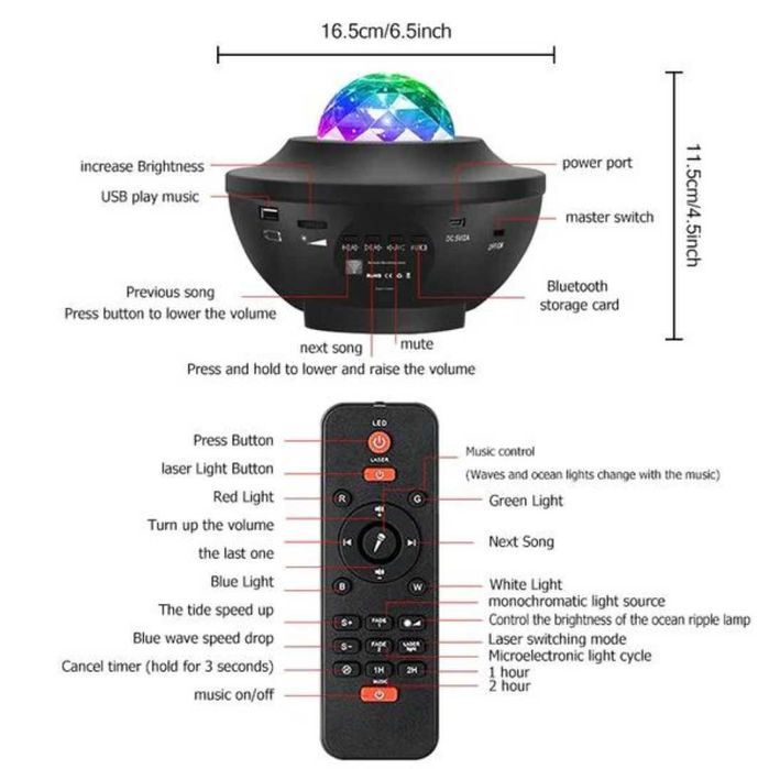 Projetor de Luz Led em forma de Disco