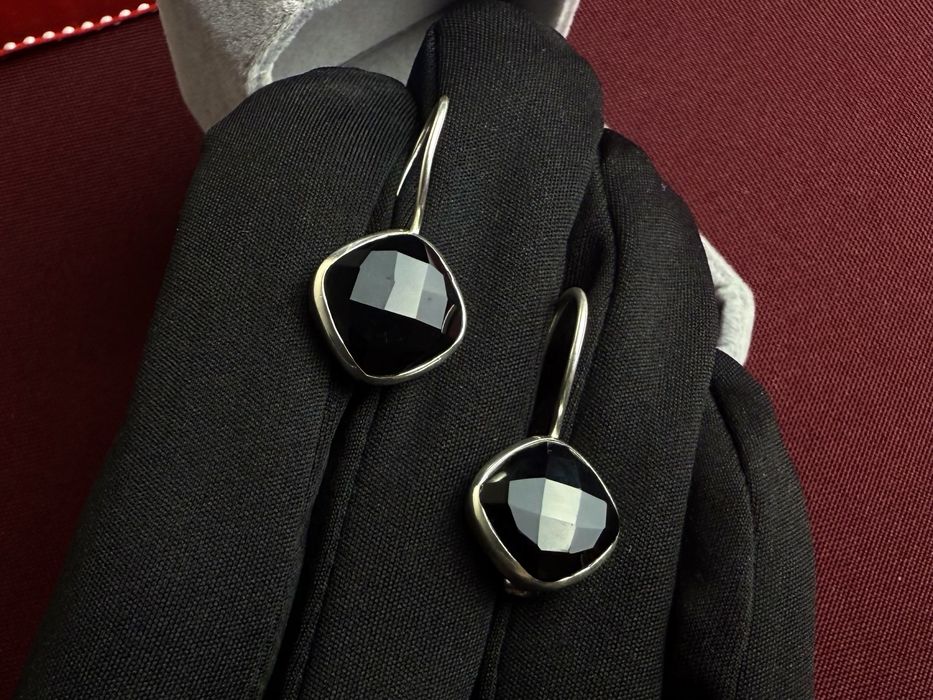 Срібні сережки 925-ї проби з натуральними оніксами