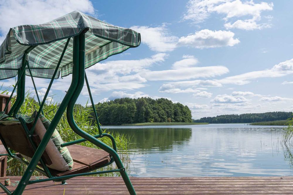 mazury, jezioro, sauna, balia, widok, łódka, pomost, dom