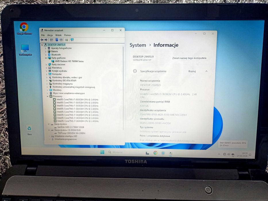 Toshiba L850 - i7 - SSD- win11