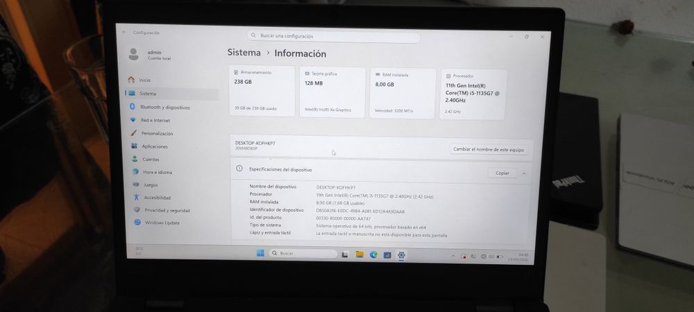 Portátil thinkpad 11geracao