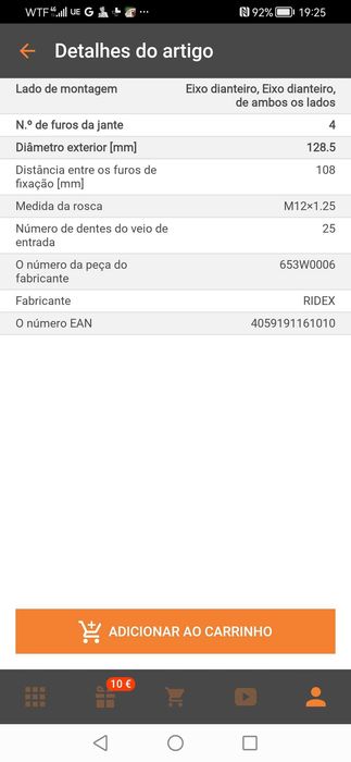 Cubos e rolamentos auto