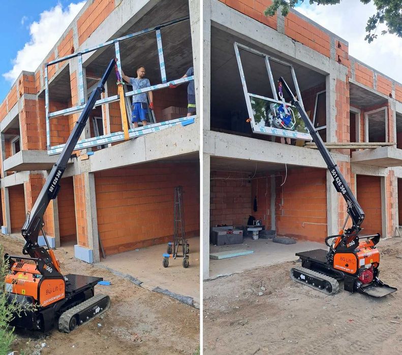 Mini żuraw wynajem BG LIFT M060 manipulator do szkła szyb okien pająk