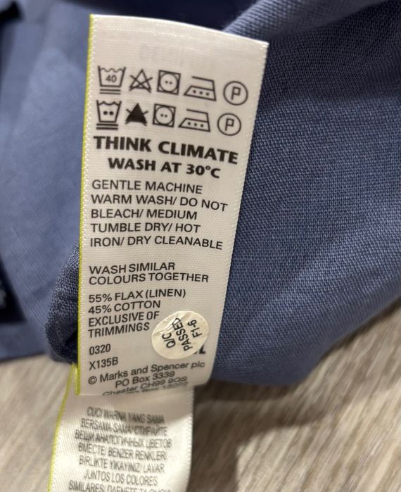Marks & Spencer L Льняная Мужская рубашка льна l лён спенсер синяя