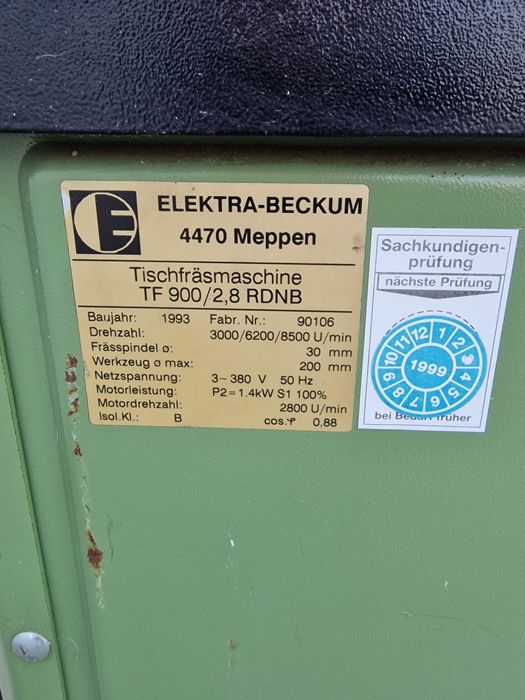 Frezarka dolnowrzecionowa Elektra Beckum TF 900 nie Jaroma