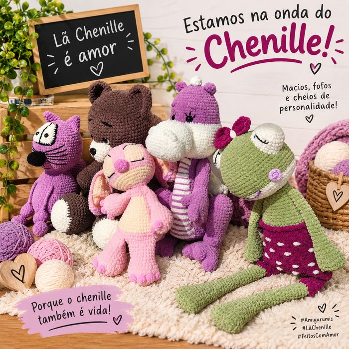 Bonecos em lã chenille