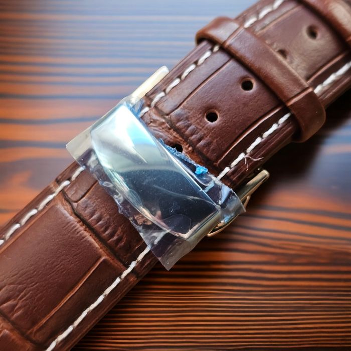 Pasek do zegarka Festina 22 mm brązowy biała nitka zapięcie motylkowe