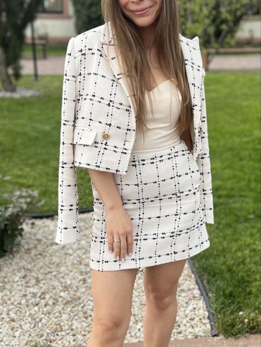 Костюм твідовий піджак/спідниця S-XS