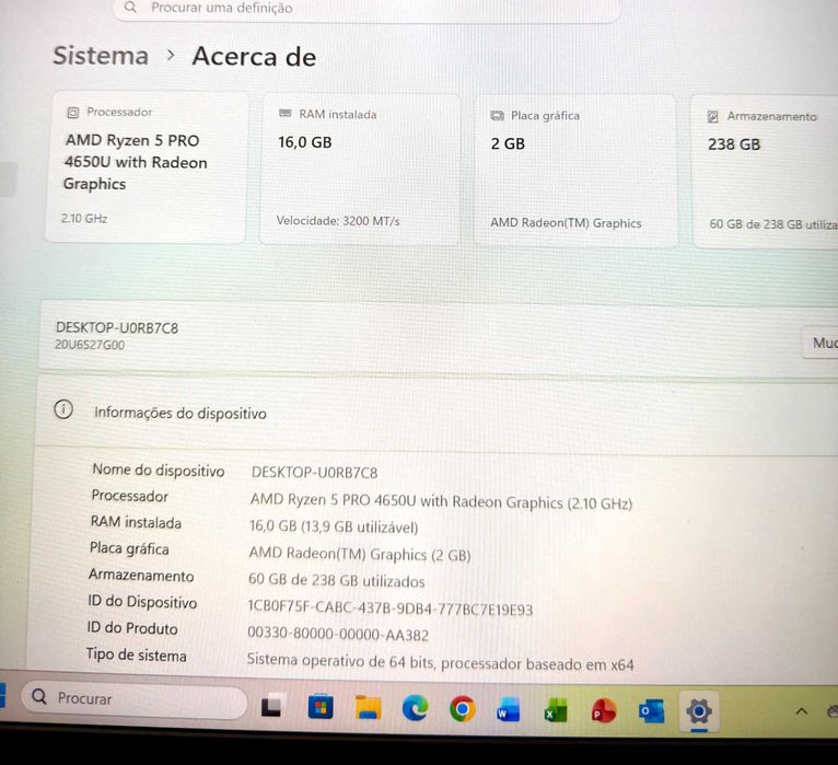 Lenovo ThinkPad L14|Ecran Tactil|Ryzen 5 PRO-4650u|16G|256G|Radeon 2Gb