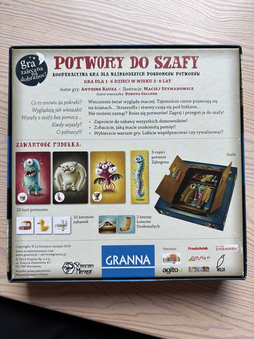 Gra „Potwory do szafy” - Granna- stan bardzo dobry
