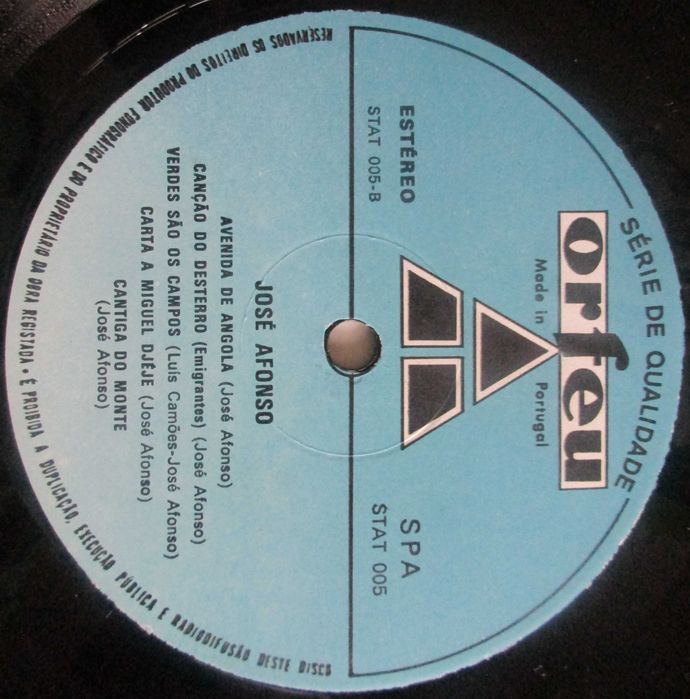 José Afonso	- - - - -		Traz Outro Amigo Também	- - - - -	LP