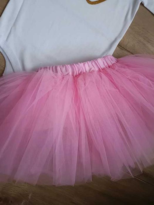 Nowy Komplet zestaw na roczek  spódniczka / body / opaska / rozm 74/80