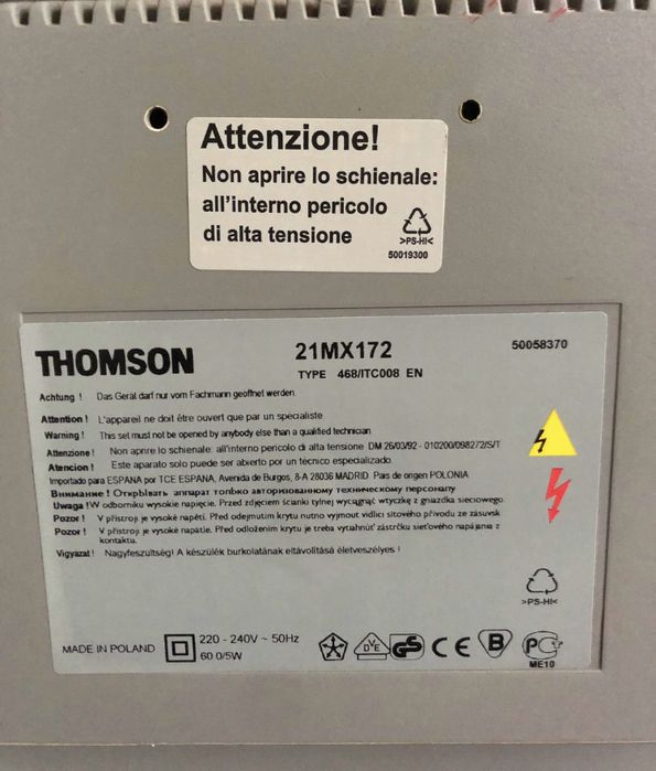 Продам телевизор Thomson 21mx172 на детали: 120 грн. - Телевизоры
