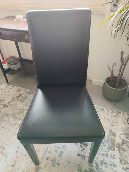 Conjunto de 6 cadeiras de jantar pele castanho (Cacilhas)