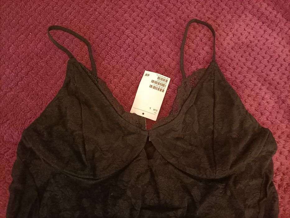 Czarne koronkowe body H&M rozmiar L