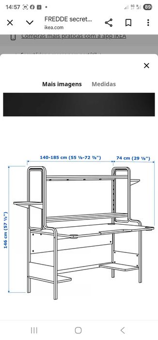 Secretaria gamer preta ikea da gama FREDDE