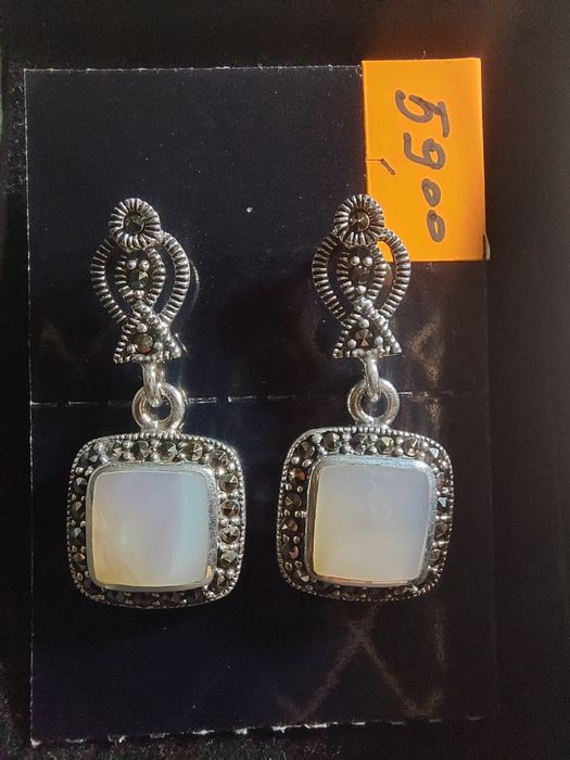 Kolczyki srebrne z masą perłową