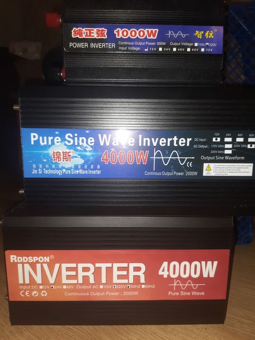 Інвертор 12v 24v 48v 60v - 4000w 2600w 2000w 1000w чистий синус